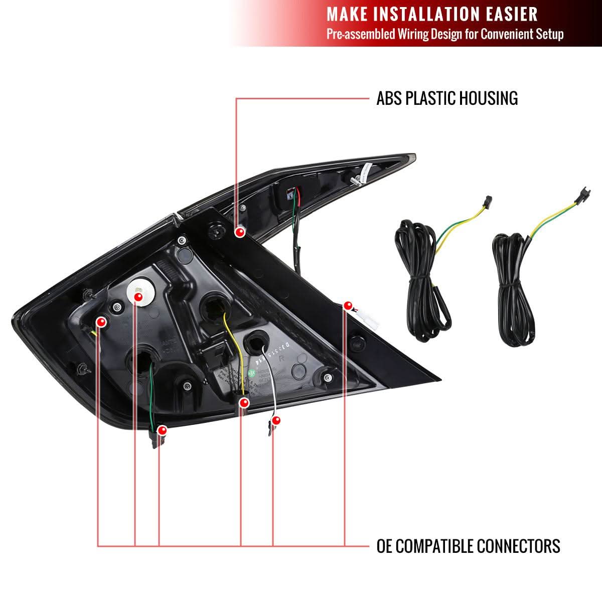 Tail Lights Honda Civic Sedan (2016-2021) Sequential LED - Smoked - K2 Industries