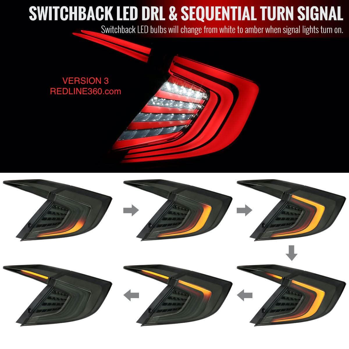 Tail Lights Honda Civic Sedan (2016-2021) Sequential LED - Smoked - K2 Industries