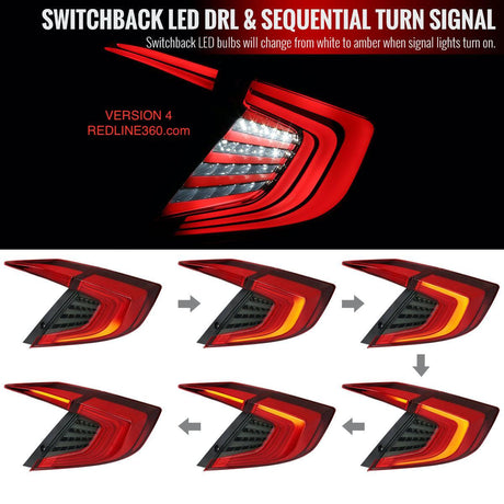 Tail Lights Honda Civic Sedan (2016-2021) Sequential LED - Smoked - K2 Industries