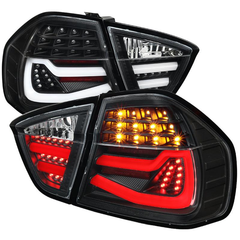 LED Tail Lights BMW 325i 328i 330i 335i E90 Sedan (05-08) Red / Chrome / Black - K2 Industries