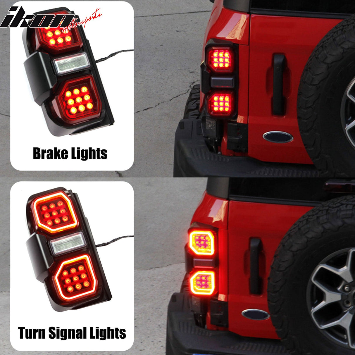 2021-2024 Ford Bronco Red LED Tail Lights Rear Lamps Assembly Pair