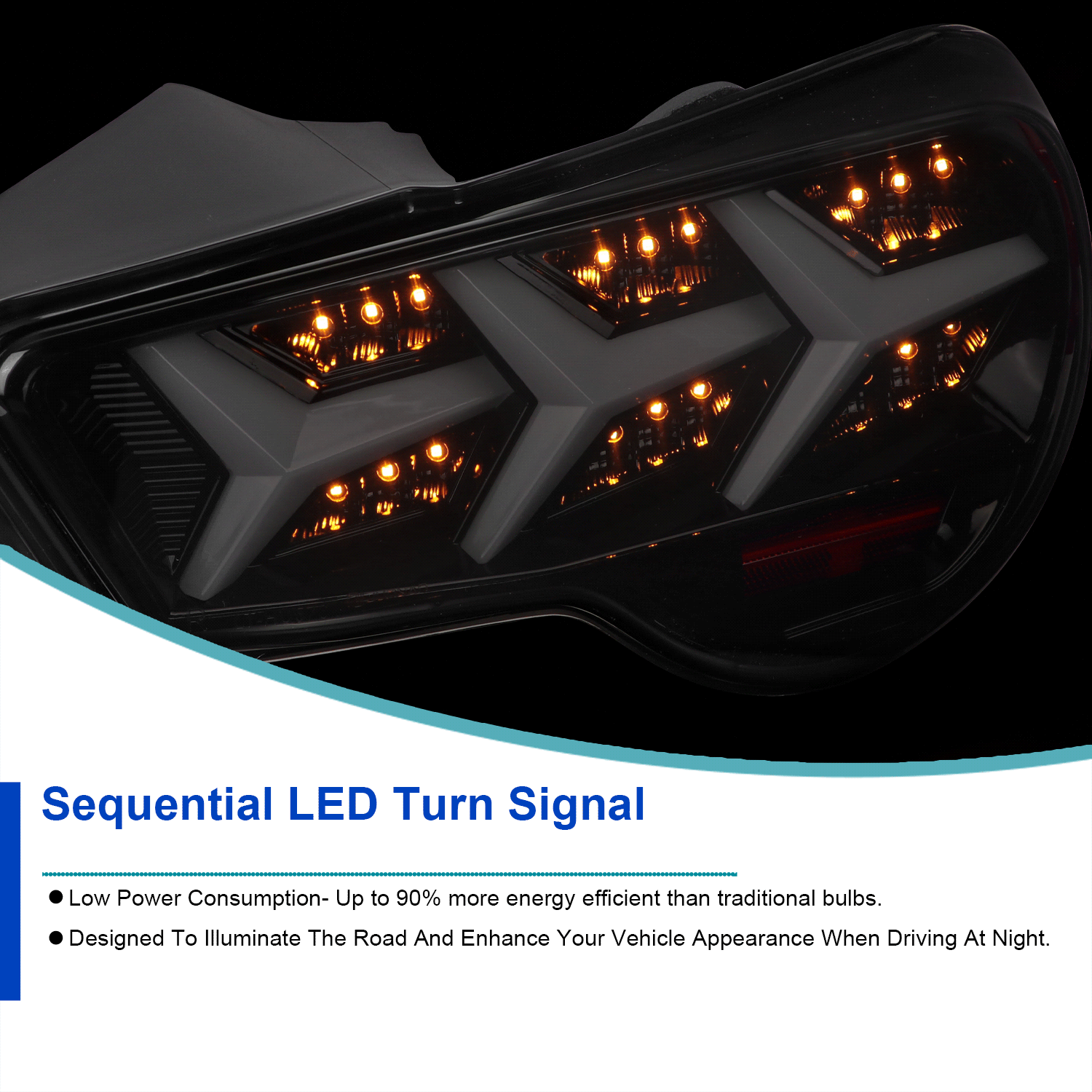 Tail Lights Scion FRS / BRZ (2013-2016) Lambo Aventador Style w/ Sequential LED - K2 Industries