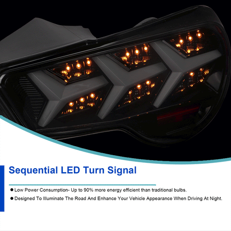 Tail Lights Scion FRS / BRZ (2013-2016) Lambo Aventador Style w/ Sequential LED - K2 Industries