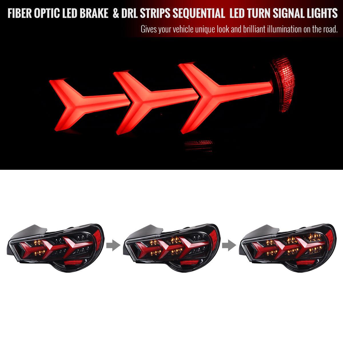 Tail Lights Scion FRS / BRZ (2013-2016) Lambo Aventador Style w/ Sequential LED - K2 Industries