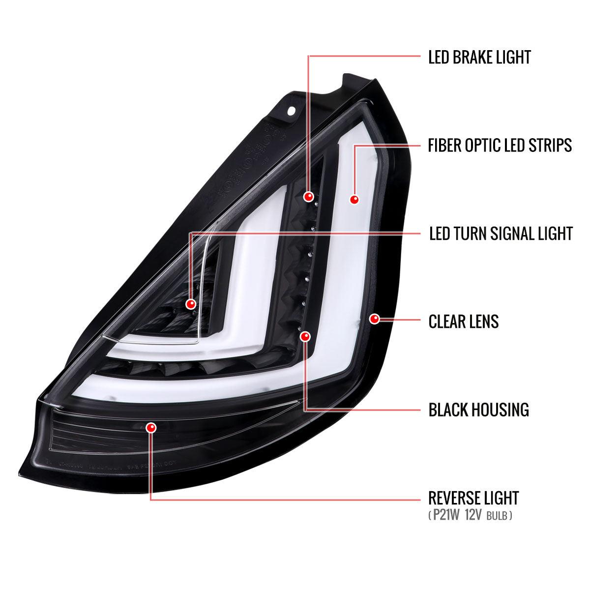 Ford Fiesta / Fiesta ST Smoked, Clear or Red Smoked LED Tail Lights (2014-2019) - K2 Industries