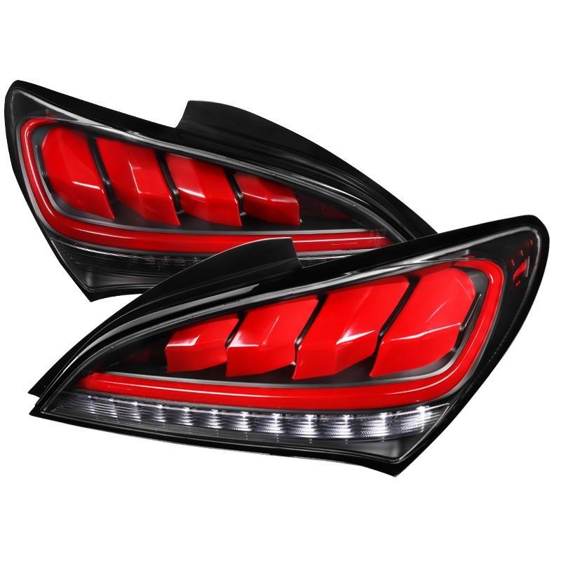 Hyundai Genesis Coupe Sequential Turn Signal - Black / Red / Smoke Tail Lights (2010-2016) - K2 Industries