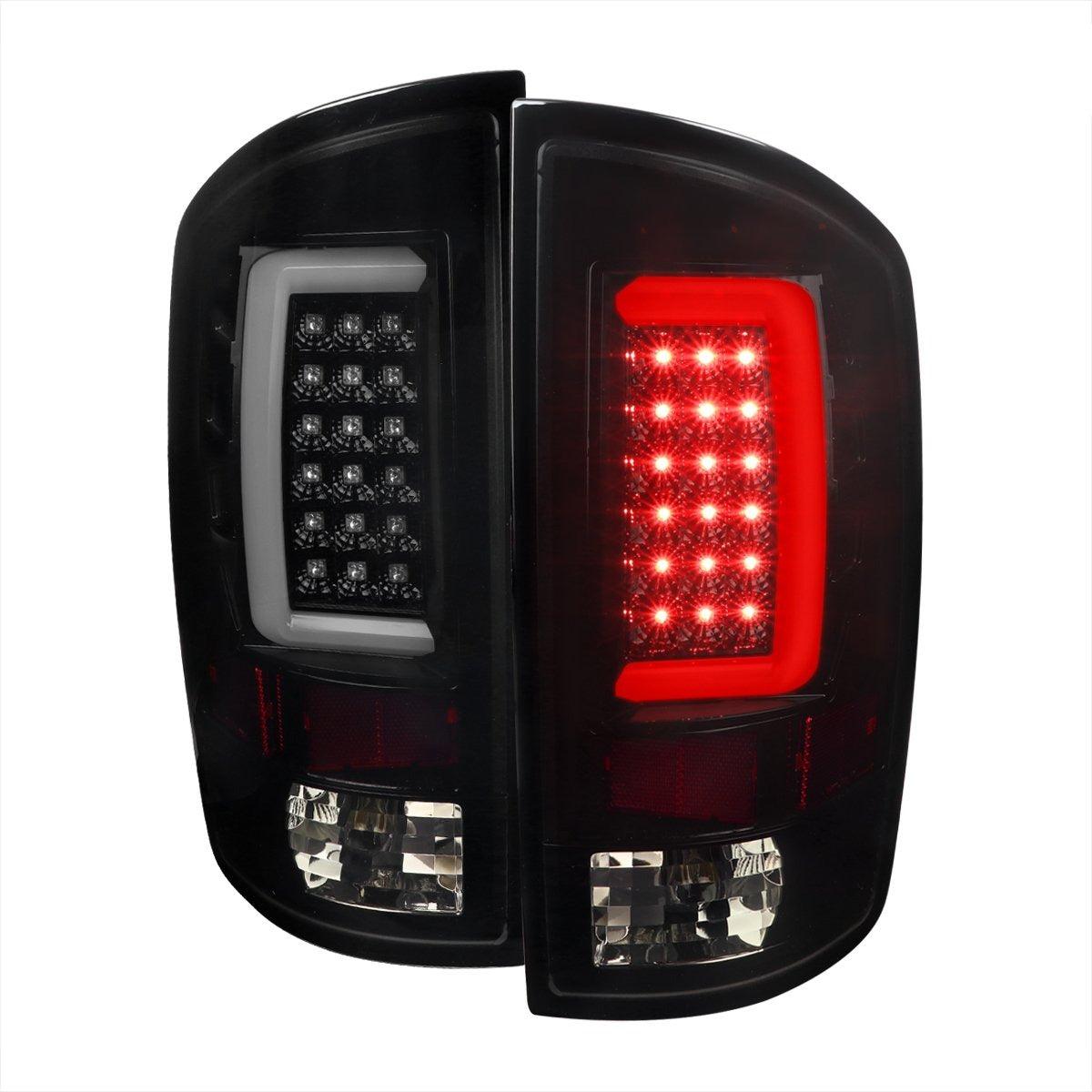 Spec-D LED Tail Lights Dodge Ram (07-08) LED w/ C-Bar - Black / Chrome / Red / Gloss