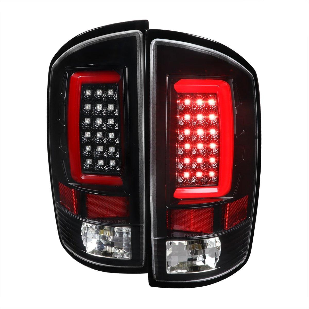 Spec-D LED Tail Lights Dodge Ram (07-08) LED w/ C-Bar - Black / Chrome / Red / Gloss