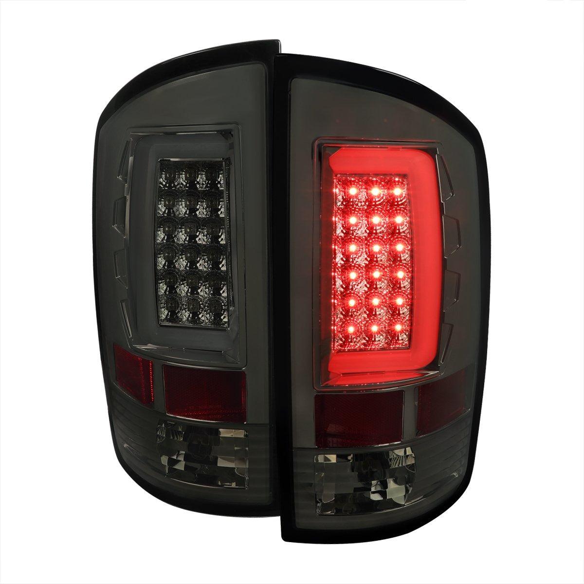 Spec-D LED Tail Lights Dodge Ram (07-08) LED w/ C-Bar - Black / Chrome / Red / Gloss
