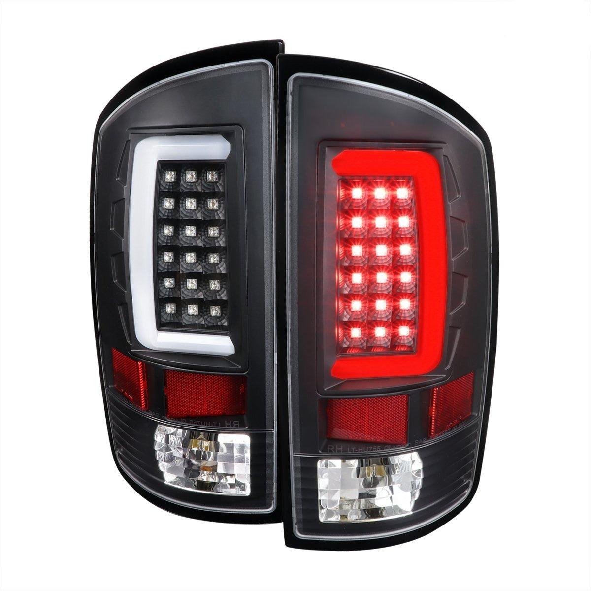 Spec-D LED Tail Lights Dodge Ram (07-08) LED w/ C-Bar - Black / Chrome / Red / Gloss