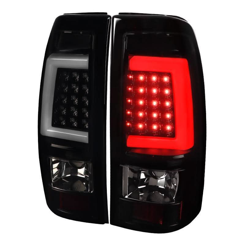 Spec-D LED Tail Lights GMC Sierra (1999-2003) C-Bar - Black / Smoke / Red