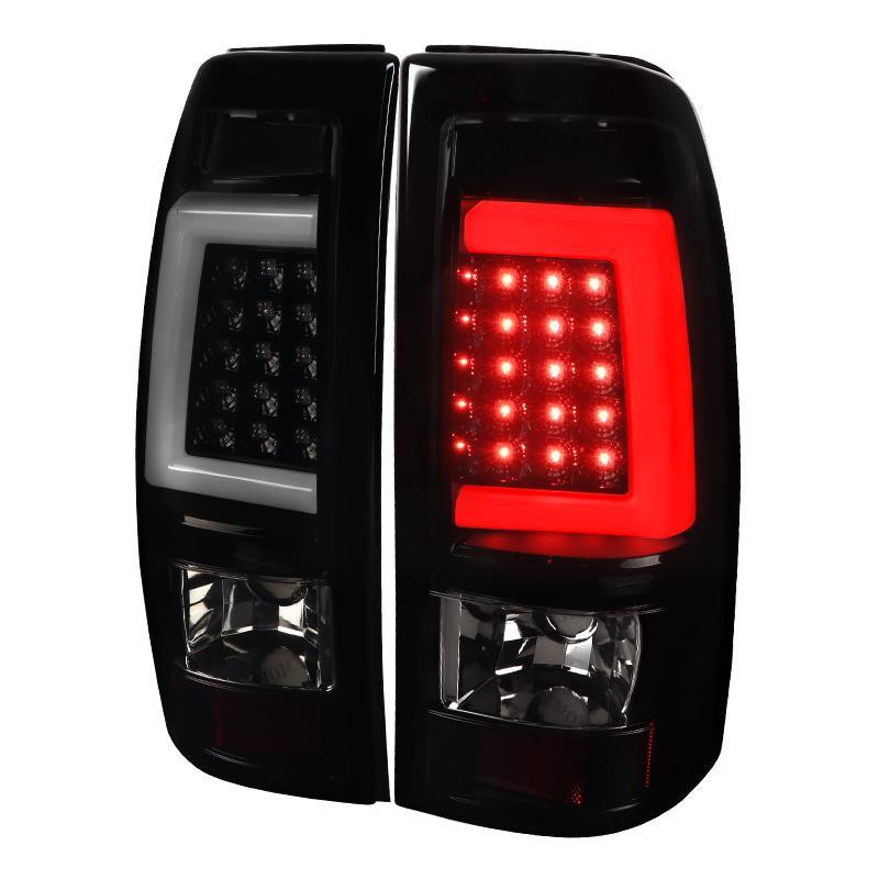 Spec-D LED Tail Lights Chevy Silverado (1999-2002) C-Bar - Black / Smoke / Red