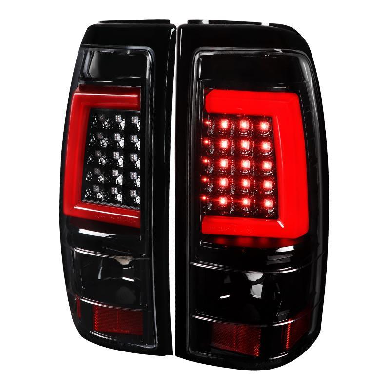 Spec-D LED Tail Lights Chevy Silverado (1999-2002) C-Bar - Black / Smoke / Red