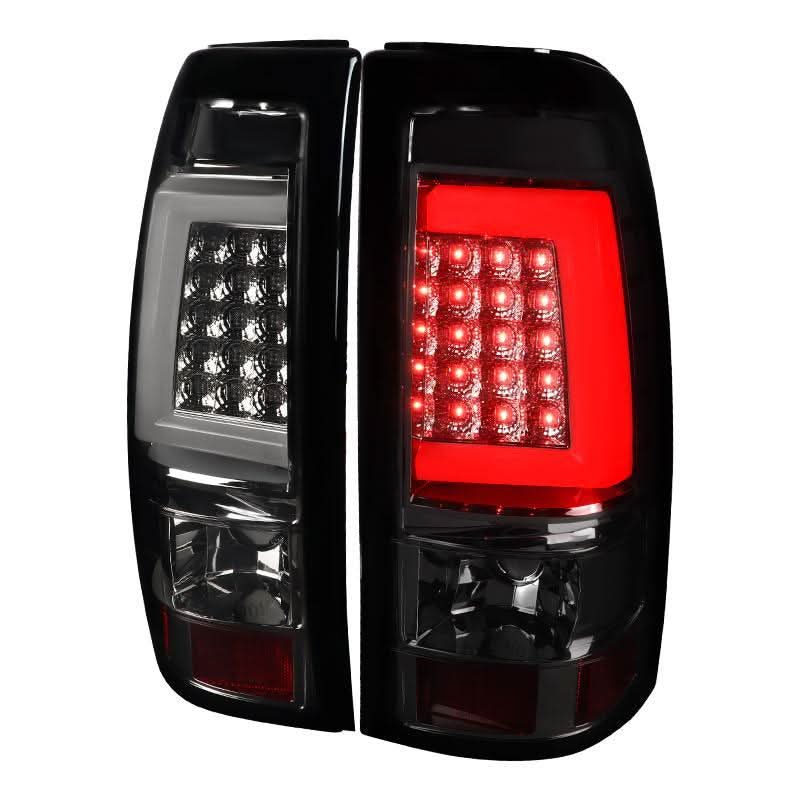 Spec-D LED Tail Lights GMC Sierra (1999-2003) C-Bar - Black / Smoke / Red