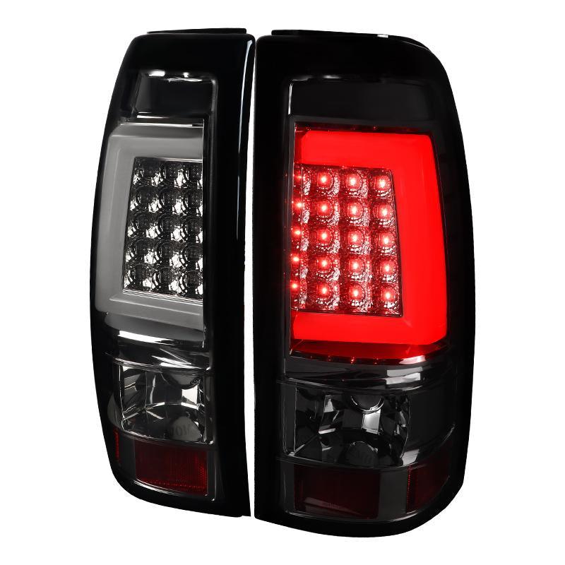Spec-D LED Tail Lights Chevy Silverado (1999-2002) C-Bar - Black / Smoke / Red