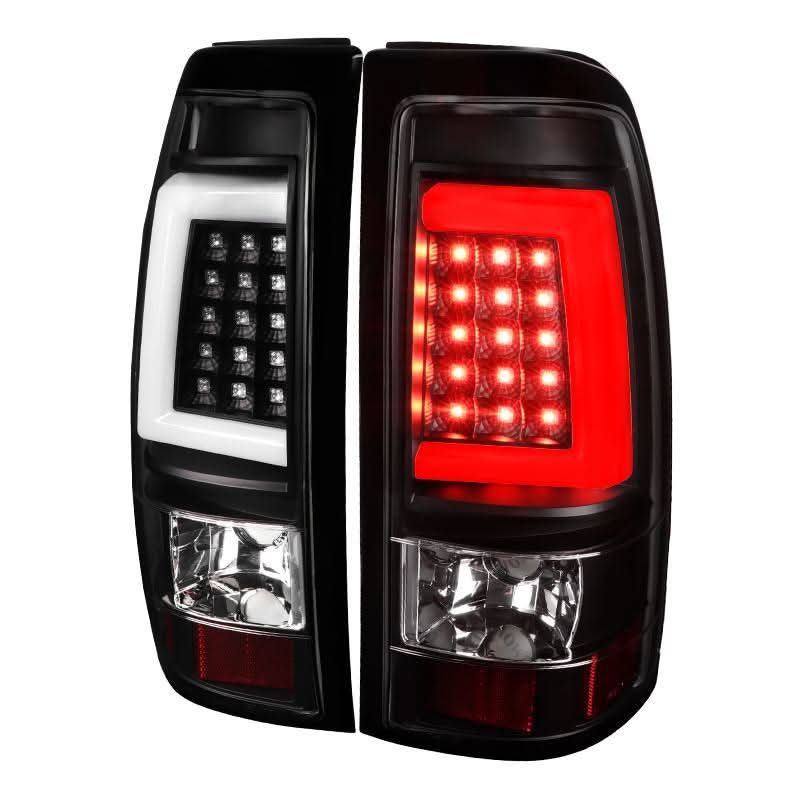 Spec-D LED Tail Lights GMC Sierra (1999-2003) C-Bar - Black / Smoke / Red