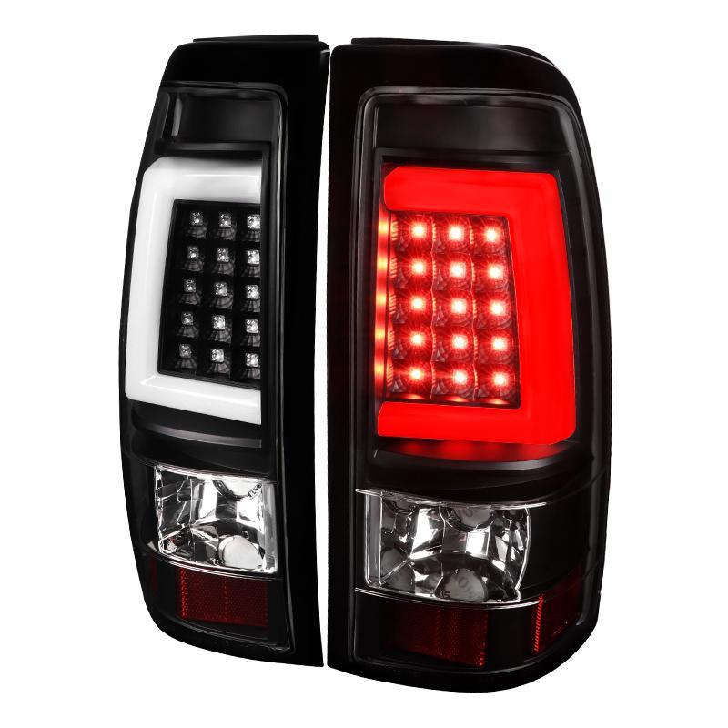 Spec-D LED Tail Lights Chevy Silverado (1999-2002) C-Bar - Black / Smoke / Red