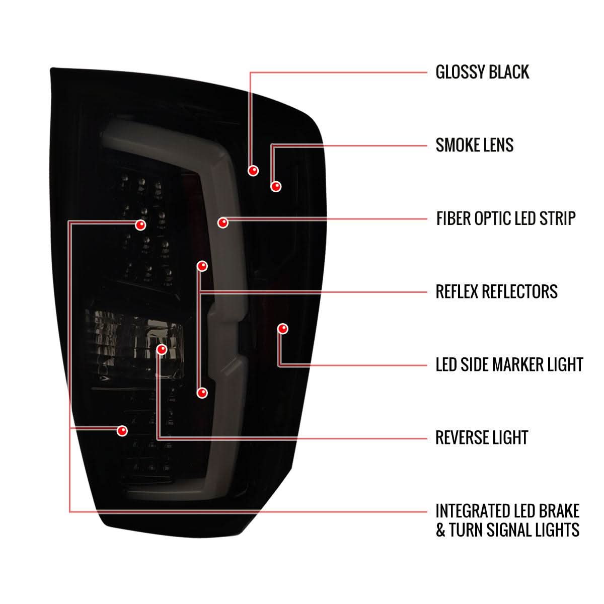 Spec-D Tail Lights Toyota Tacoma (2016-2021) LED BAR - Smoked, Clear or Black