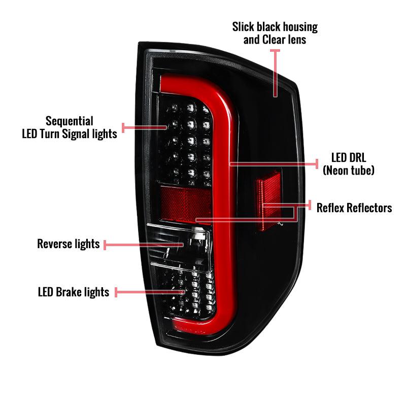 Spec-D Tail Lights Toyota Tundra (2014-2020) Sequential LED - Red, Black, Chrome or Smoked