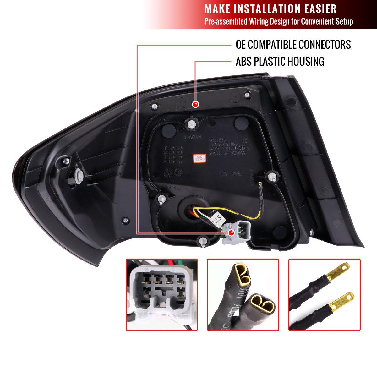 Tail Lights Subaru Impreza & WRX & STI Sedan (08-14) Sequential LED Bar - Black / Smoked / Red - K2 Industries