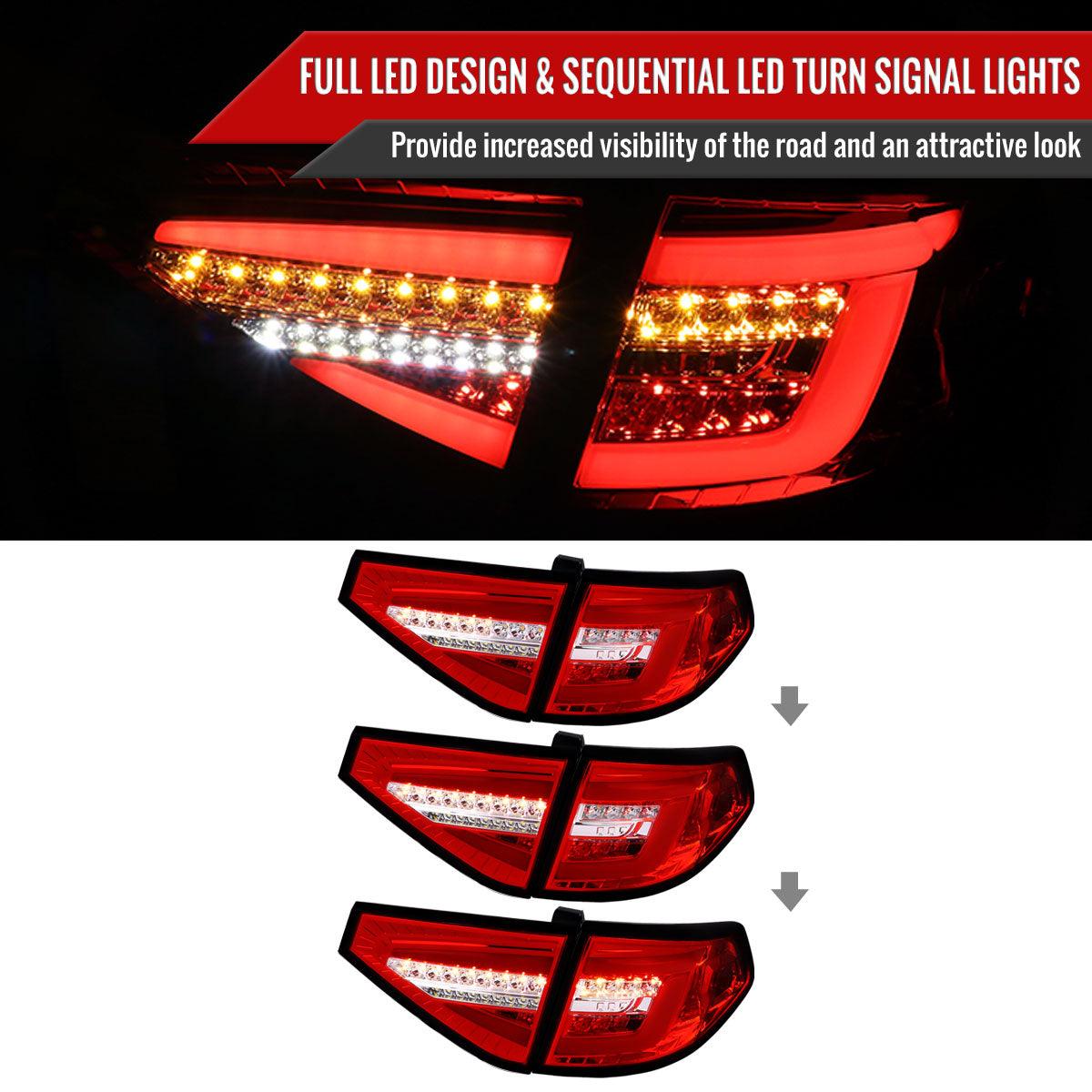 Tail Lights Subaru Impreza / WRX / STI Hatchback (08-14) Sequential LED - Black / Smoked / Red - K2 Industries