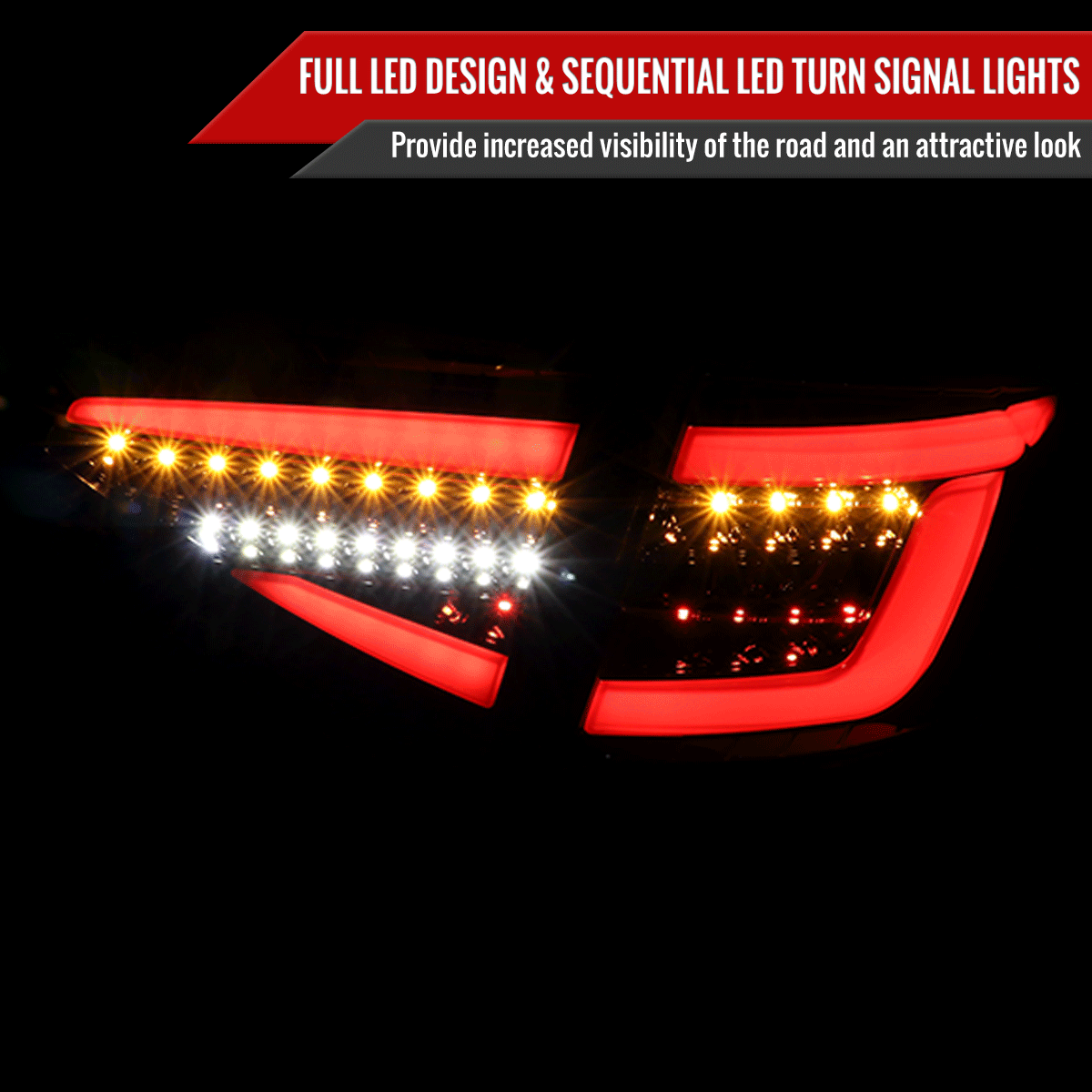 Tail Lights Subaru Impreza / WRX / STI Hatchback (08-14) Sequential LED - Black / Smoked / Red - K2 Industries