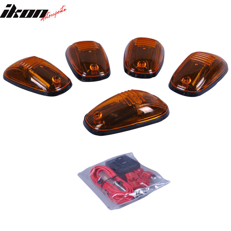 5Pc Oval Top Cab Roof Lights Running Marker Yellow Len Dodge Ford