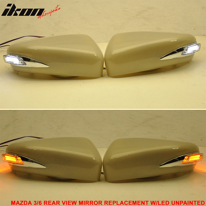 2014-2016 Mazda 3 6 Side Mirror Outer Shell Cover Replacement CCFL ABS