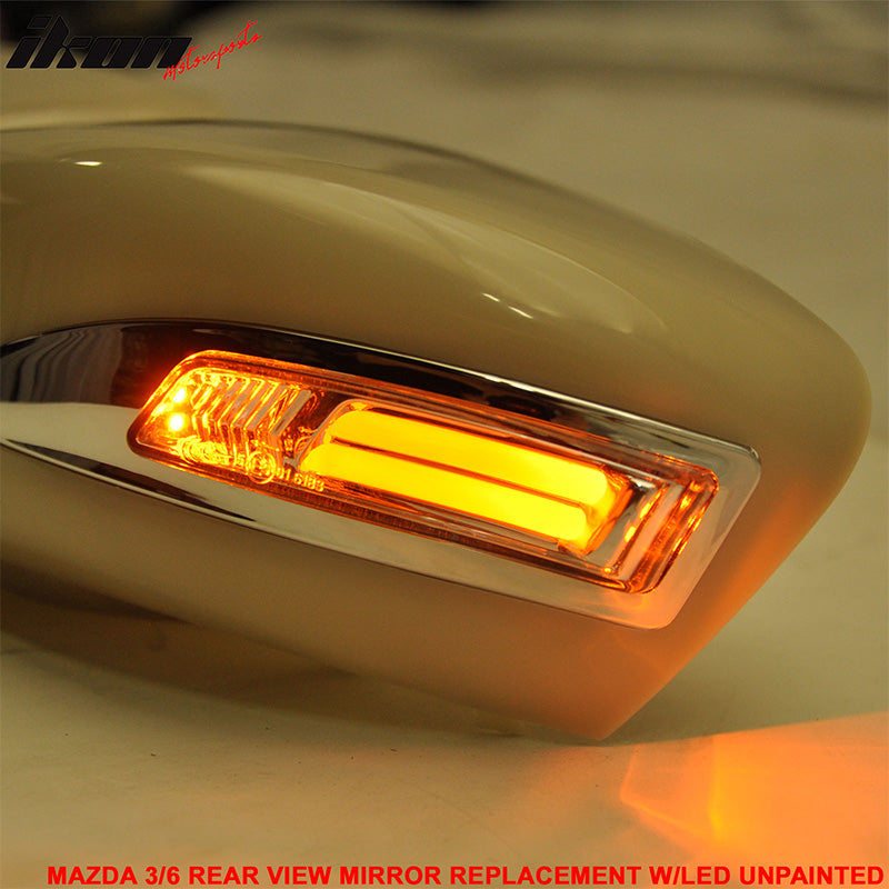 2014-2016 Mazda 3 6 Side Mirror Outer Shell Cover Replacement CCFL ABS