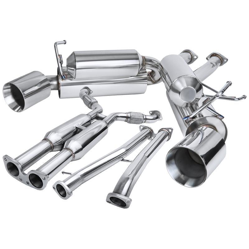 Spec-D Tuning Exhaust Nissan 350Z (03-08) Dual Muffler Polished / Blue Burnt Tips