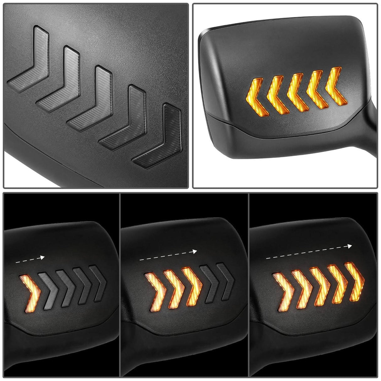 2013-2021 Peterbilt 579/587 Kenworth T680 Chevron Arrow Style LED Turn Signal Hood Mirror - Black