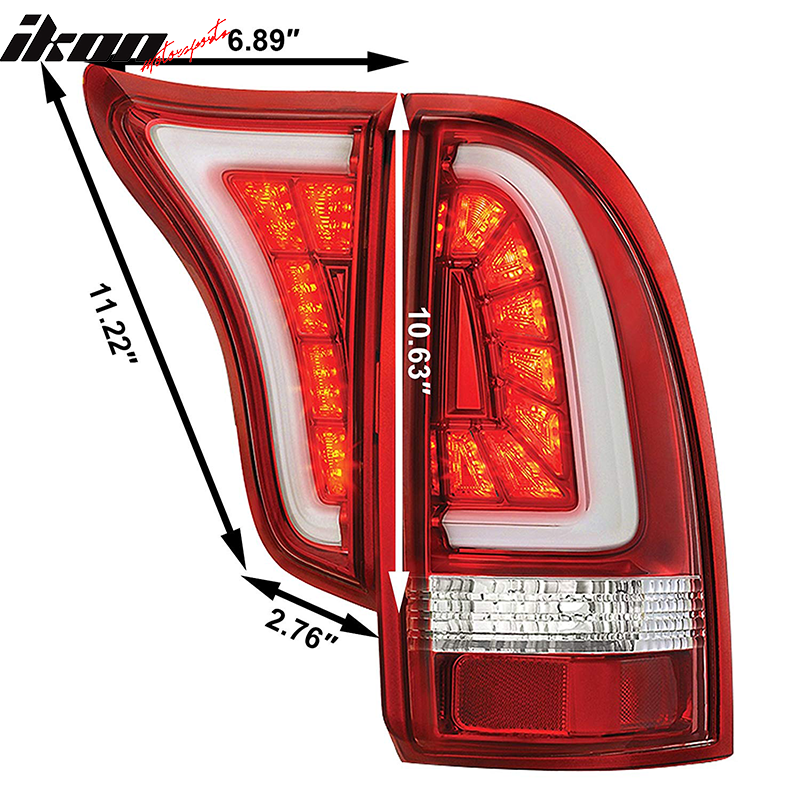 2005-2015 Toyota Tacoma CR Clear Lens Red Housing LED Tail Lights 4PC
