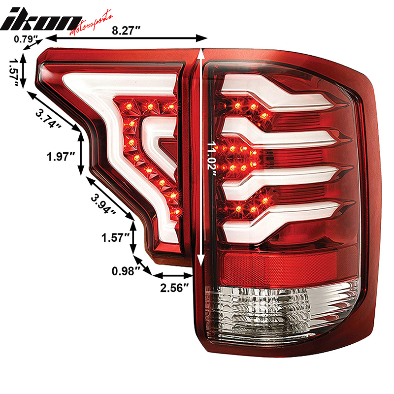 2014-2019 GMC Sierra CR Style Red Replacement LED Tail Lights Lamps