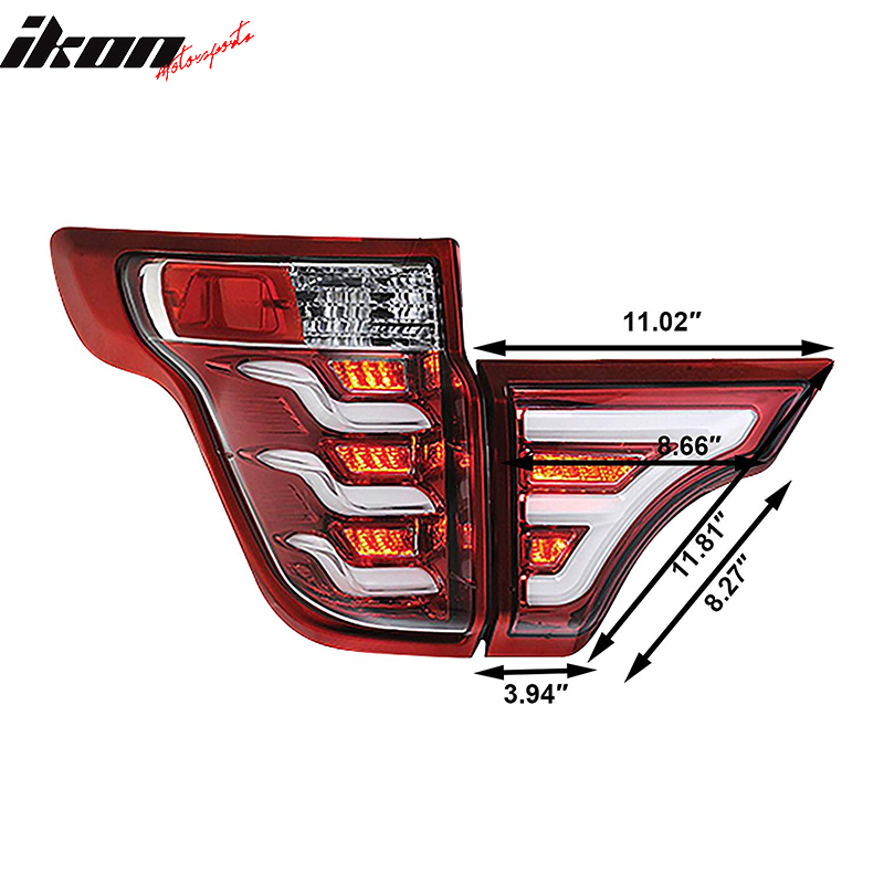 Fits 11-15 Ford Explorer Sequential Tail Lights Clear Lens Red Housing