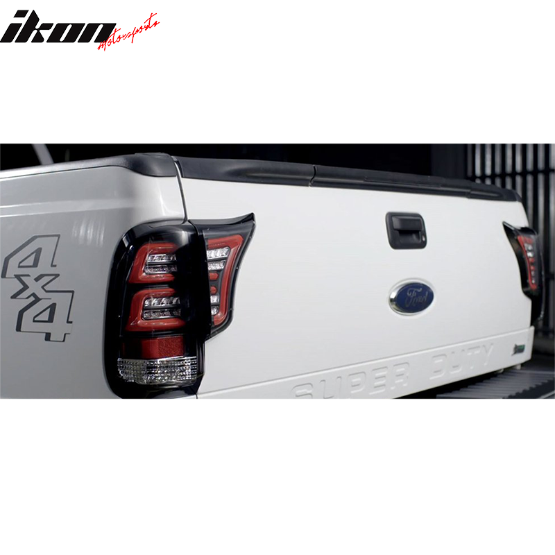 1999-2016 Ford F250-F550 Clear Lens Black Housing LED Tail Lights
