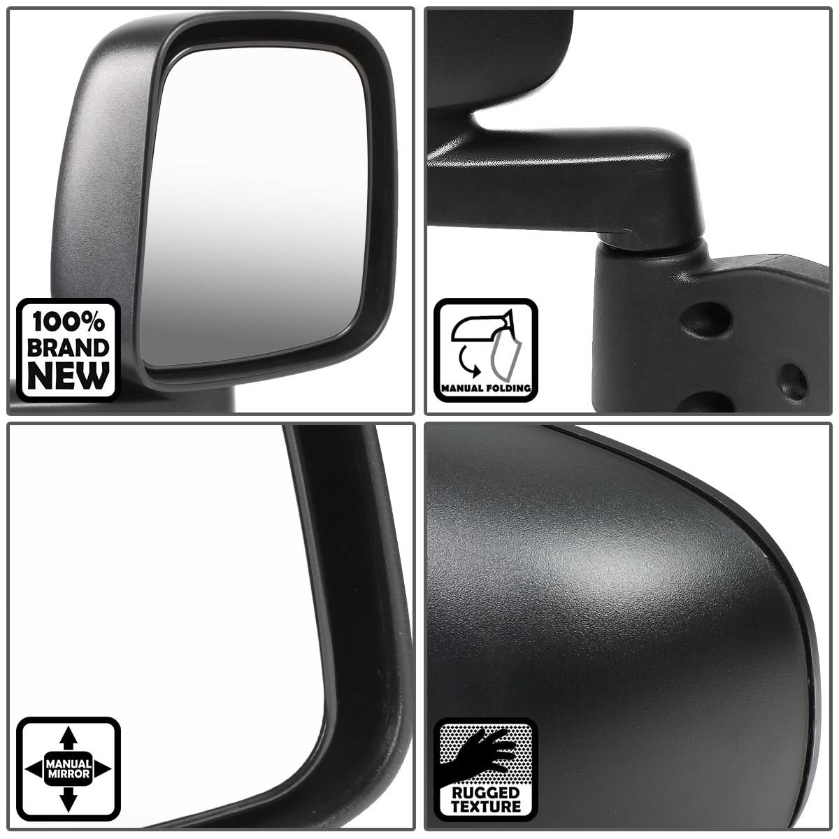 2003-2006 Jeep Wrangler Manual Side Mirror Right Black