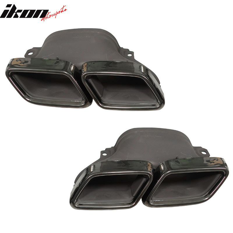 Fits 15-18 Benz GLE GLS SL W213 C-Class Exhaust Tips Black Chrome Pair