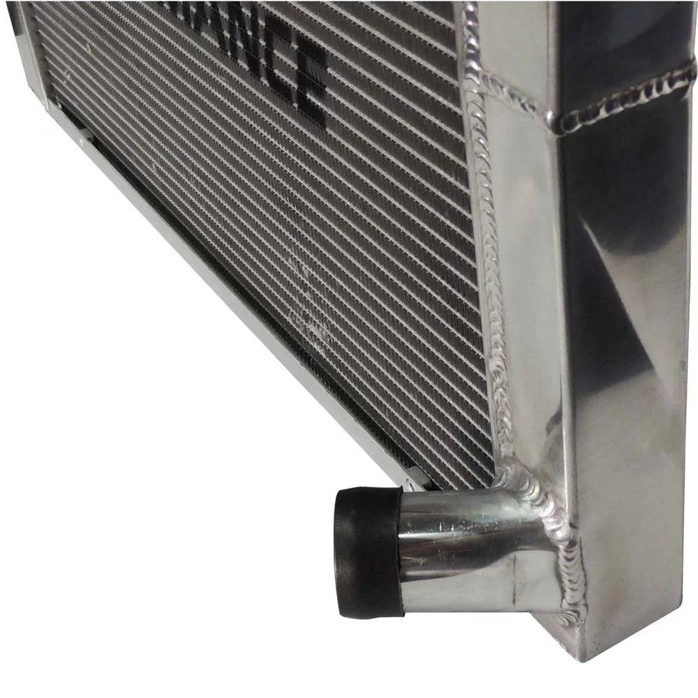 Lightweight Late Model Radiator - Double Pass - 26.8" x 19.6" + Power Steering Tank Firewall Mount (Right Inlet) - Black Cap