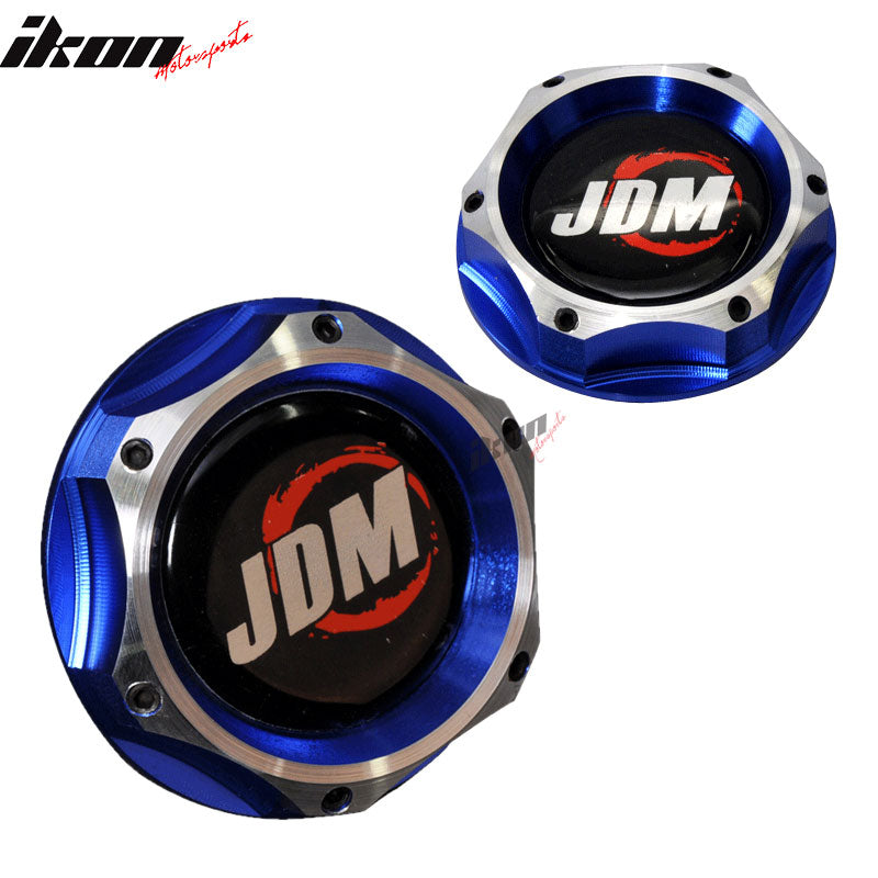 Universal JDM Blue WITH Chrome Engine Oil Filler Tank Cap Aluminum