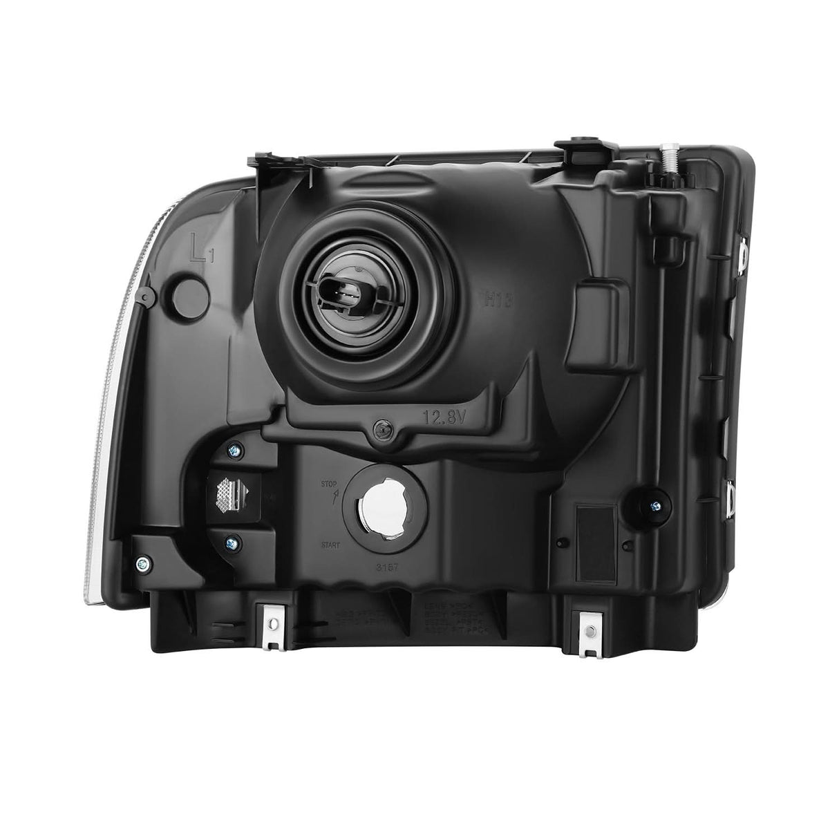 99-04 Ford Super Duty One Piece Headlights Black Housing Clear Lens