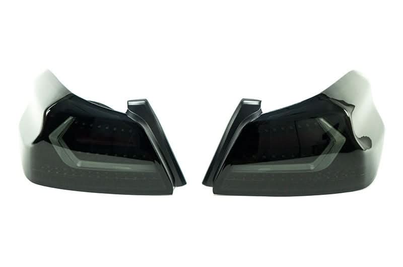 OLM Evolution Tail Lights Smoked Lens Black Base White Bar 15+ WRX STI