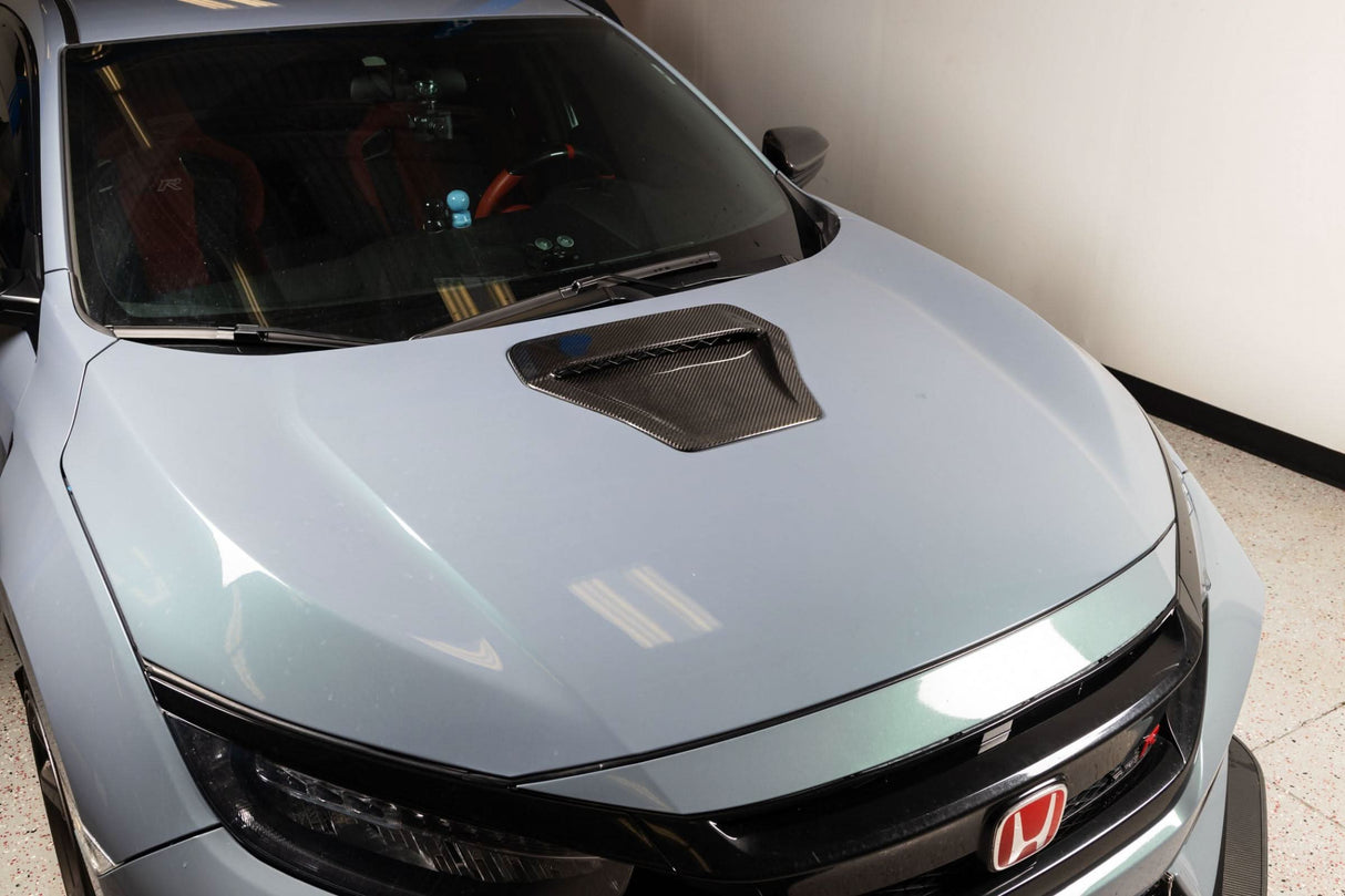 OLM LE Carbon Fiber Hood Scoop Cover 17-21 Honda Civic Type R