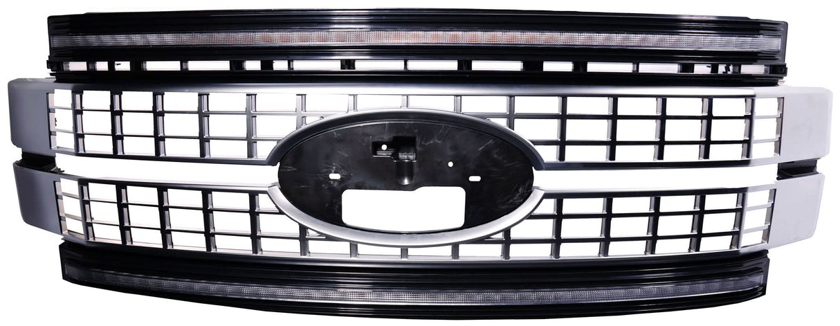 F350 Grill Lights For 17-19 Ford F350 Super Duty Chrome w/White DRL Infinite Series OLM