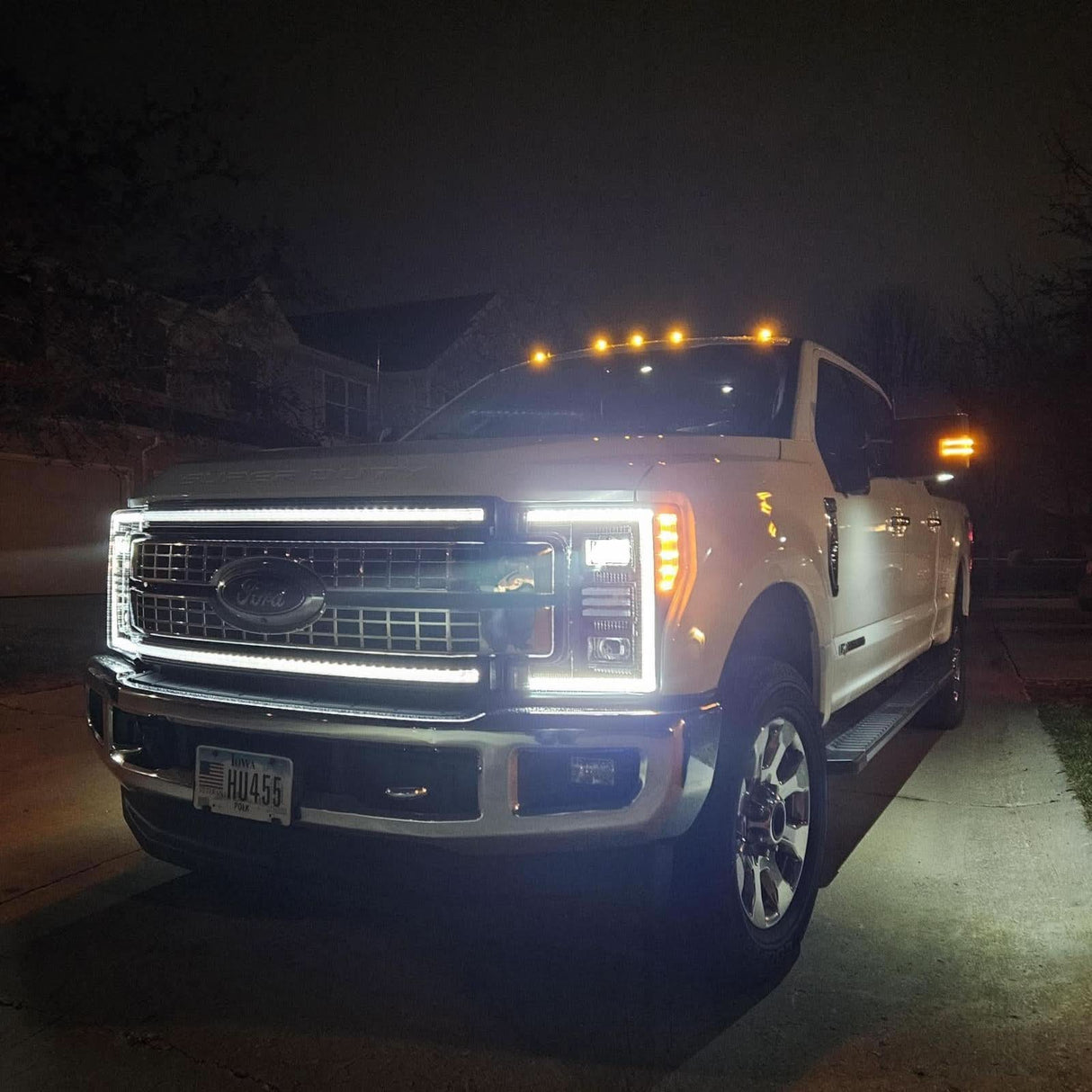F350 Grill Lights For 17-19 Ford F350 Super Duty Chrome w/White DRL Infinite Series OLM