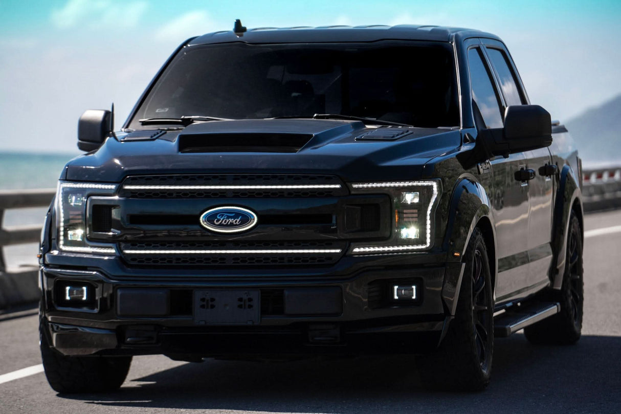 Ford F150 Grille Lights For 18-20 Ford F-150 Black W/White DRL Essential Series OLM