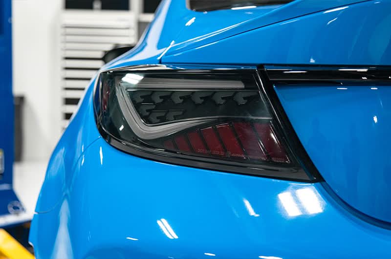 OLM Scythe Style LED Taillights Smoke Lens Black Base White Bar 2022+ BRZ GR86