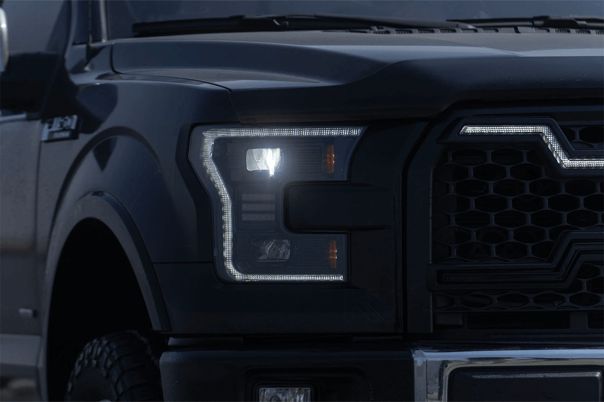 Ford F150 Gen 2 Clear with White DRL Essential Series Led Headlights (2015 - 2017) - K2 Industries