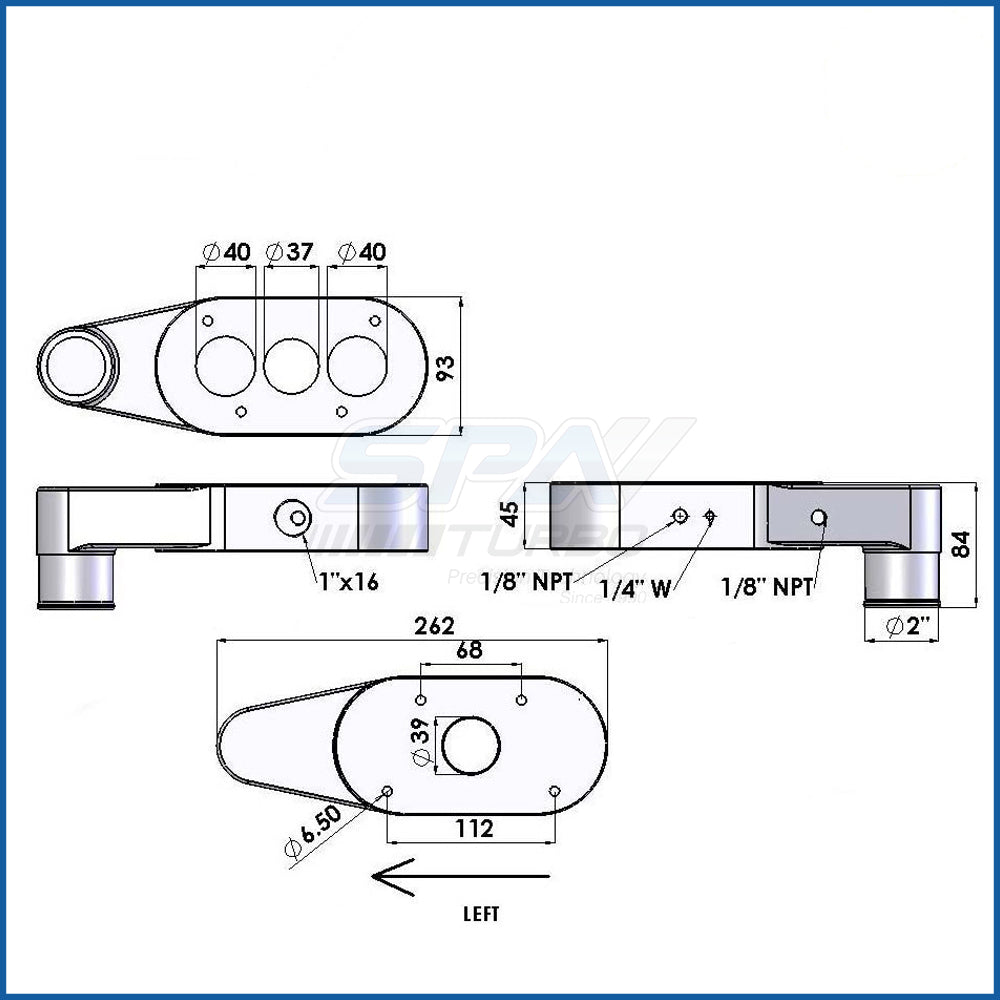Weber IDF downdraft carburetor Plenum power cap 90 degree 2" Left