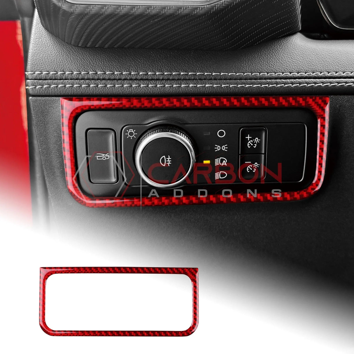 2024+ S650 Mustang Real Carbon Fiber Headlight Control Outer Trim Overlay