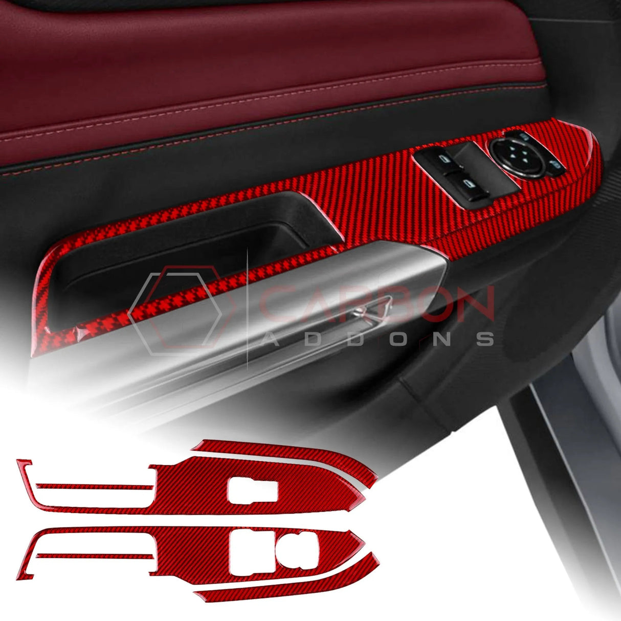 2024+ S650 Mustang Real Carbon Window switch Trim Overlay